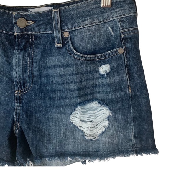 PAIGE Daryn Denim Shorts Izza Destructed Frayed Raw Hem Cut Offs - Picture 7 of 12